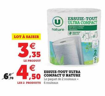 Super U Essuie-tout ultra compact u nature offre