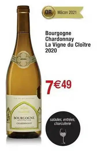 Bourgogne chardonnays la vigne du cloĂźtre 2020