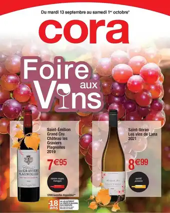 Cora x Carrefour Saint-émilion grand cru château les graviers plagnolles 2019, saint-véran les vins de lana 2021 offre