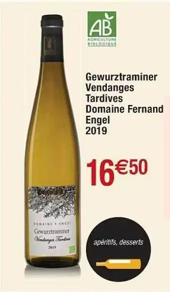 Cora x Carrefour Gewurztraminer vendanges tardives domaine fernand engel 2019 offre