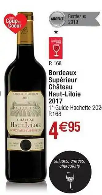 Cora x Carrefour Bordeaux supérieur château haut-liloie 2017 offre