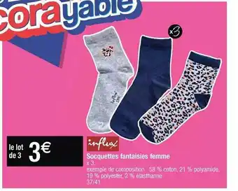 Cora x Carrefour Socquettes fantaisies femme influx offre