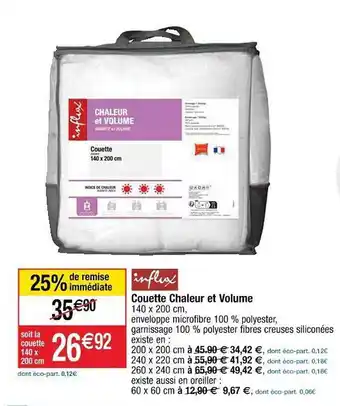 Cora x Carrefour Couette chaleur et volume influx offre