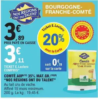 E.Leclerc Comté aop 35% mat. gr. offre