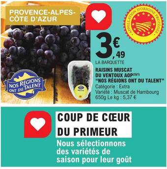 E.Leclerc Raisin muscat du ventoux aop offre