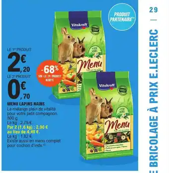 E.Leclerc Menu lapins nains offre
