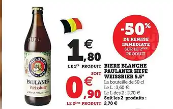 Super U Bière blanche paulaner hefe weissbier 5.5° offre