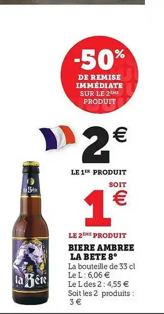 Super U Bière ambrée la bête 8° offre