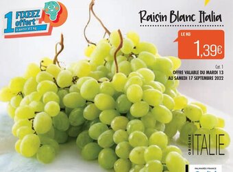 Match Raisin Blanc Italia offre