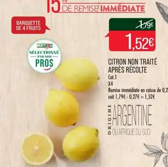 Match Citron Non Traité Après Récolite offre