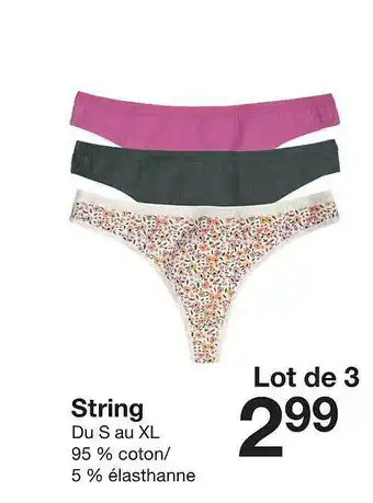Zeeman Lot De 3 String offre