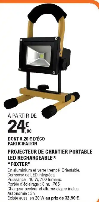 Projecteur de chantier portable LED rechargeable