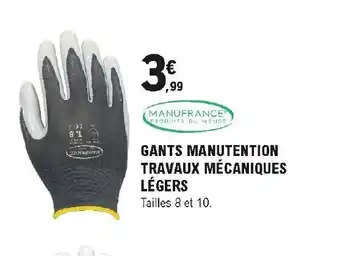 E.Leclerc Brico Gants manutention travaux mécaniques légers offre