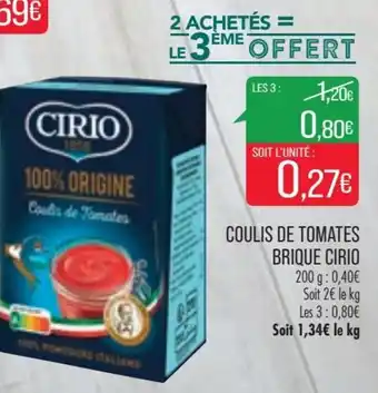 Match Cirio Coulis de Tomates Brique offre