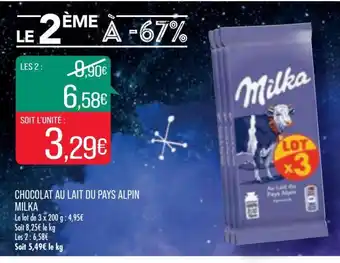 Match Milka Chocolat Au Lait Du Pays Alpin offre