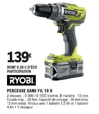 E.Leclerc Brico Perceuse sans fil 18 V offre