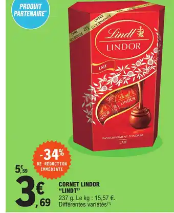 E.Leclerc Lindt Cornet Lindor offre
