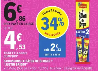 Saucissons Le Bâton de Berger Justin Bridou