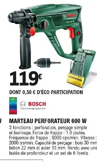E.Leclerc Brico Marteau perforateur 600 W offre