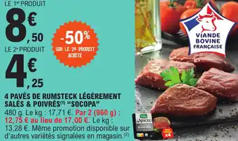 E.Leclerc 4 Pavés de Rumsteck Légèrement Salés & Poivrés Socopa offre