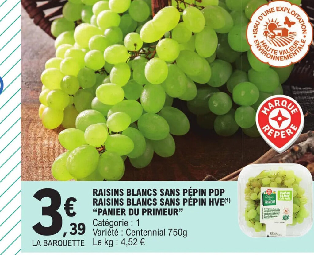 Promo Raisins Blancs Sans Pépin PDP Raisins Blancs Sans Pépin HVE
