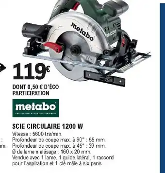E.Leclerc Brico Scie circulaire 1200 W offre