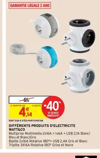 Intermarché Différents Produits d'Electricite Watt & Co offre