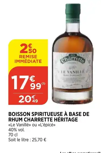 Bi1 Boisson Spiritueuse à Base de Rhum Charrette Héritage offre