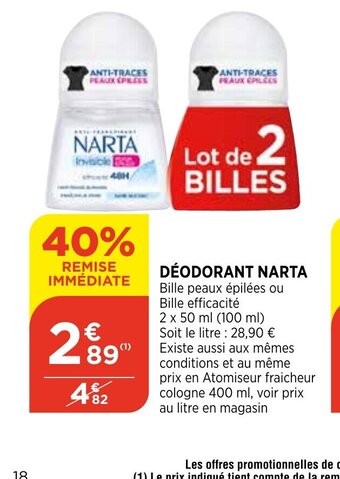 Bi1 Narta Déodorant offre