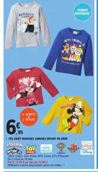E.Leclerc Tee-Shirt Manches Longues Enfant Ou Bebe offre