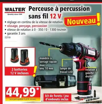 Norma Walter perceuse à Percussion Sans Fil 12V offre