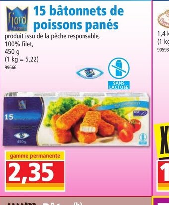 Norma 15 Bâtonnets de poisson panés offre