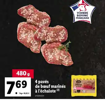 Lidl 4 Pavés de bœuf marinés à l'échalote offre