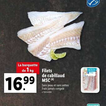 Lidl Filets de Cabillaud MSC offre