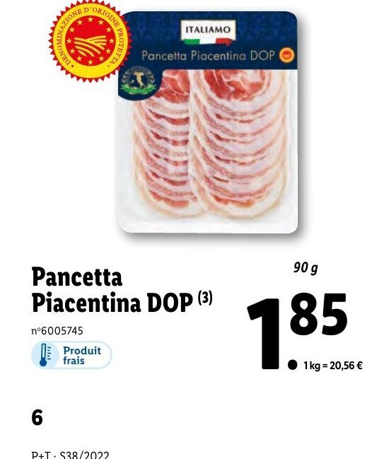 Promo Pancetta Piacentina DOP chez Lidl