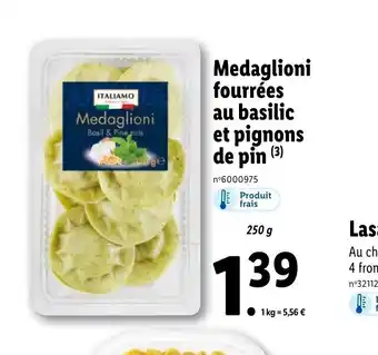 Lidl Medaglioni Fourrées Au Basilic Et Pignons De Pin offre