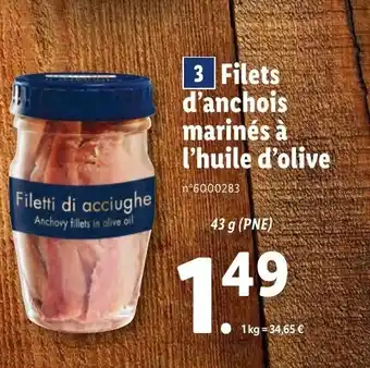 Lidl Filets D'Anchois Marinés à L'Huile D'Olive offre