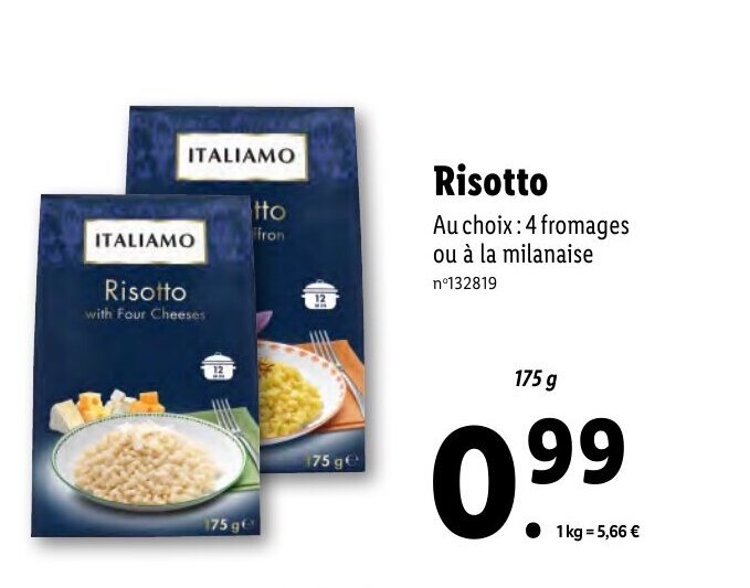 Promo Risotto chez Lidl