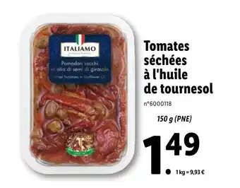 Lidl Tomates Séchées A L'huile De Tournesol offre