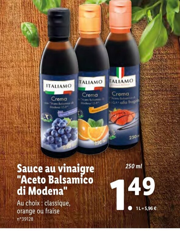 Promo Sauce Au Vonaigre "acetp Balsamico Di Modena" chez Lidl