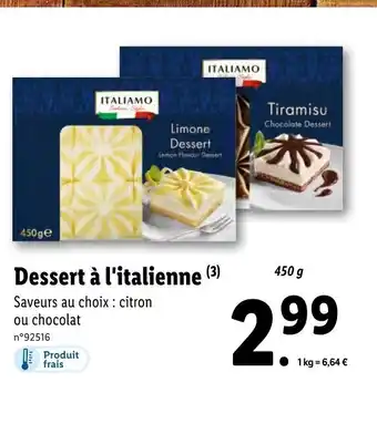 Lidl Dessert A L'italienne offre
