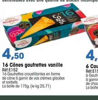 Croque Gel 16 Cônes gaufrettes vanille offre