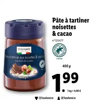 Lidl Pate A Tartine Noisettes & Cacao offre