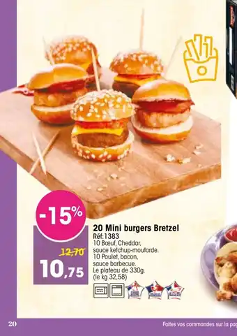 Croque Gel 20 Mini burgers bretzel offre