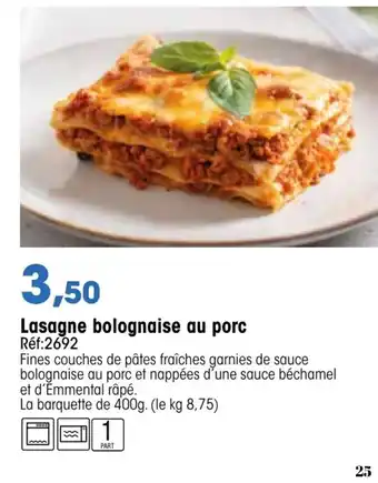 Croque Gel Lasagne bolognaise au porc offre