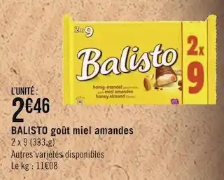Géant Casino Balisto balisto goût miel amandes offre