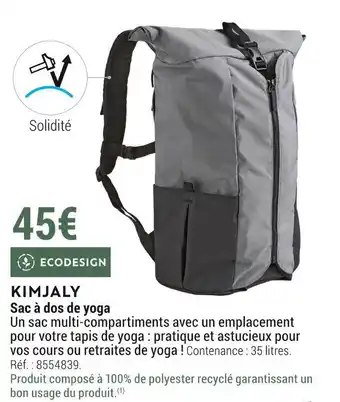 Decathlon Kimjaly sac à dos de yoga offre