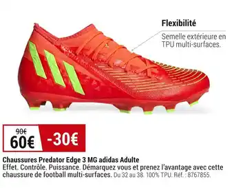 Decathlon Adidas chaussures predator edge 3 mg adulte offre