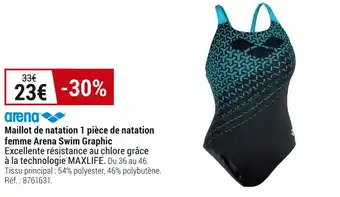 Decathlon Arena maillot de natation 1 pièce de natation femme arena swim graphic offre