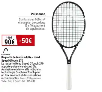Decathlon Head raquette de tennis adulte - speed gtouch 270 offre
